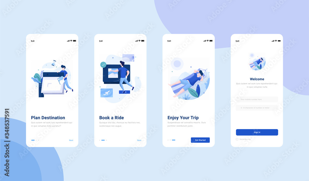 Modern user interface UX, UI screen template for a mobile smartphone ...