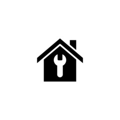 Sticker - Home repair vector icon in black solid flat design icon isolated on white background