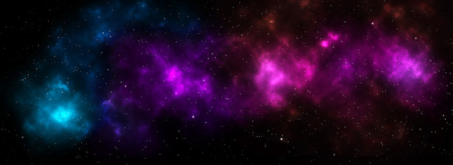 Wall Mural - Space galaxy background with shining stars and nebula in blue purple pink color, Cosmos with colorful milky way, Galaxy at starry night use for Decorative design web page banner wallpaper