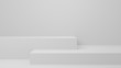 © Kakabe - Empty studio product display white . background & copy space. perspective studio photography stand.banner mock up space for showcase product.empty countertop backdrop business presentation, 3d render
