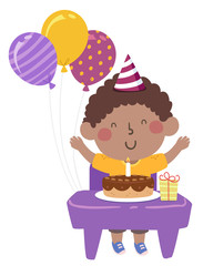 Sticker - Kid Boy Black Class Birthday Illustration