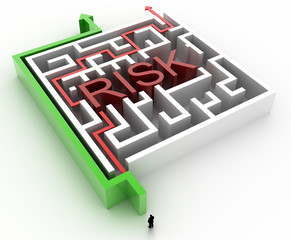 Poster - Risk maze concept, challenge and human choices theme. Original 3d rendering