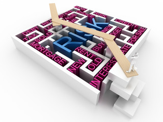 Poster - Risk maze concept, challenge and human choices theme. Original 3d rendering