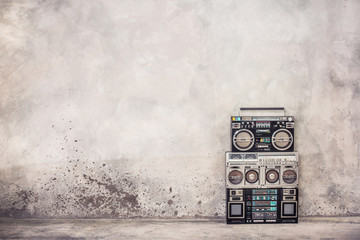 Wall Mural - retro old school design ghetto blaster boombox stereo radio cassette tape recorders from 80s front c