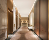 Fototapeta  - 3d rendering modern steel elevator lift lobby in business hotel with luxury design near corridor