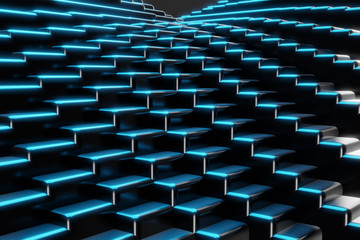 Fototapete - Abstract Cube Particle Background construction block technology computer graphic background,3D illustration