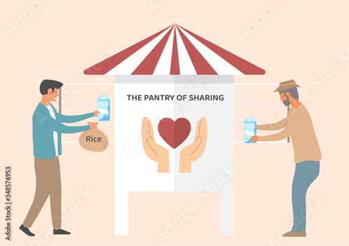 Fotografía Young men donate food to the food cabinet So that the underprivileged people in