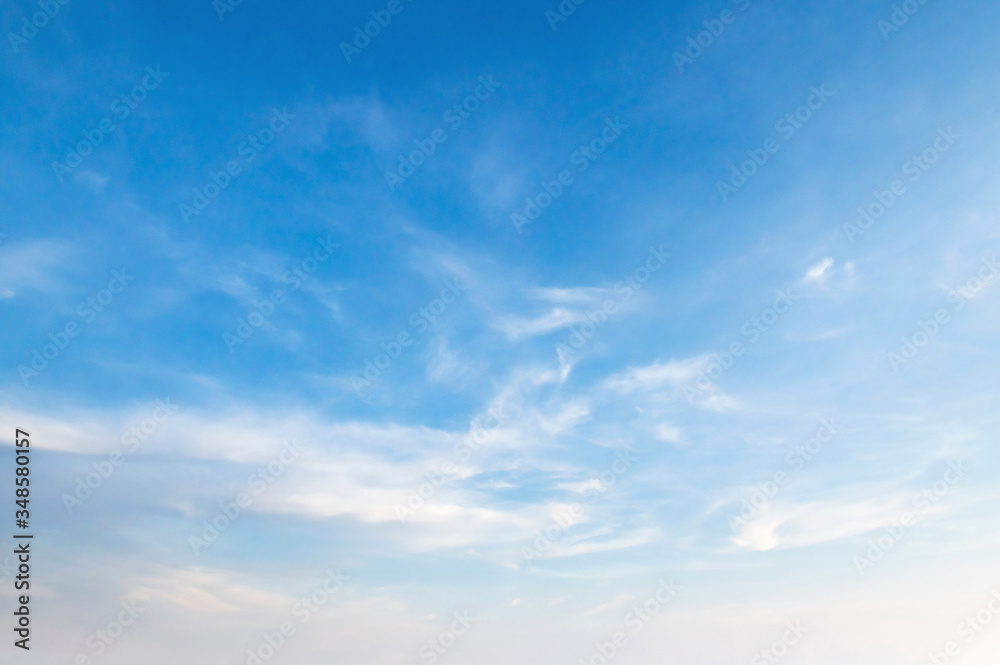 blue sky with white fluffy cloud, landscape background - obrazy, fototapety, plakaty 