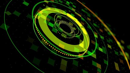 Poster - Colorful audio equalizer of green color on black background, seamless loop. Animation. Concept of night clubs, dance stage, parties, events, performances, audiovisual shows, electronic music concert.