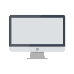 Fototapete - Personal computer in trendy realistic style. Realistic monitor computer monoblock isolated on white background. Mock up empty screen template. Vector EPS 10