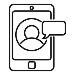 Poster - Smartphone chat center icon. Outline smartphone chat center vector icon for web design isolated on white background