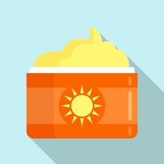 Poster - Sunscreen jar cream icon. Flat illustration of sunscreen jar cream vector icon for web design