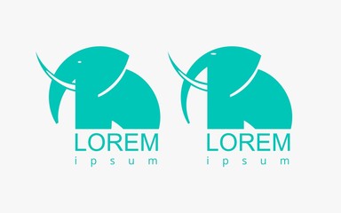 Flat sign symbol logotype green elephant