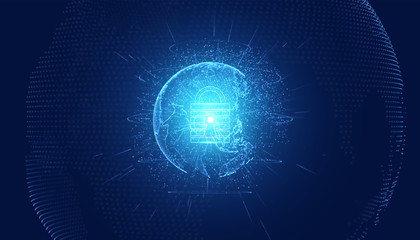 Poster - abstract technology cyber security privacy world protect information network concept padlock protect
