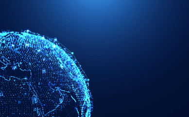 Poster - Abstract technology cyber security privacy world protect information network concept padlock protection digital network internet link on hi tech blue future background.