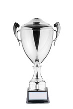 Beautiful Silver Cup On Isolated Background For The First Place