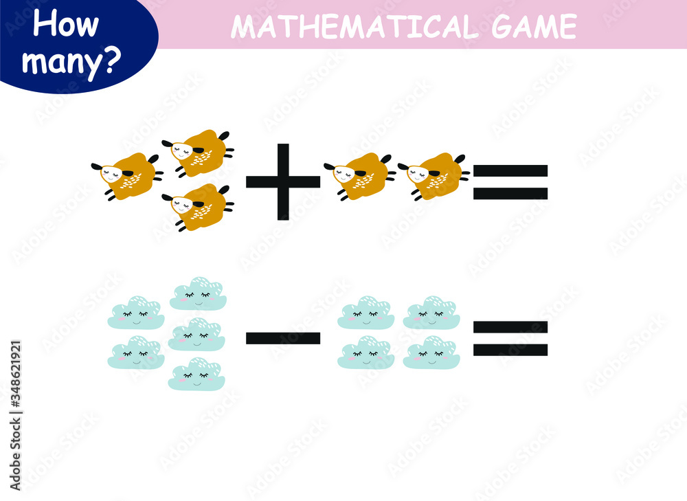 examples of addition and subtraction. educational page with ...