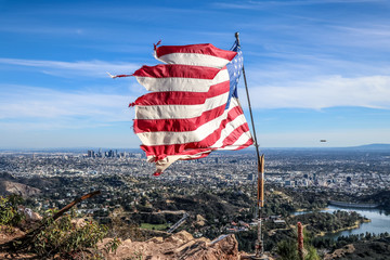 American flag at the wisdom tree