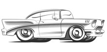 Classic Car Graphically In One Color. Vector Illustration.