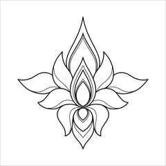 Wall Mural - Ethnic lotus mandala for greeting card, invitation, Henna drawing and tattoo template. Lotus tattoo. Vector illustration