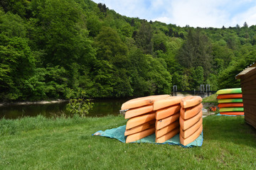 Canvas Print - kayak fermeture ouverture riviere eau loisir detente Wallonie Belgique Semois 