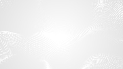 Fototapete - Dot white gray wave light technology texture background. Abstract big data digital concept. 3d rendering.