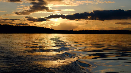 Poster - lake at sunset with  ripples on the water
