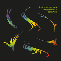 Poster - Vector colorful splash waves set. Rainbow pulse player logos collection. Modern Sound Wave Illustration. Bright abstract dynamic for website design