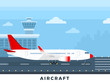 © Mountain Brothers - Airplane on the runway vector flat illustration.