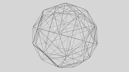 Poster - Futuristic dynamic sphere of multiple lines. Abstract illustration in space style. Seamless loop. 3D rendering.