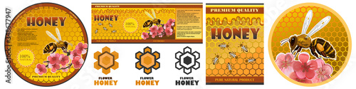 Honey label for jar, pack, packing, packaging Poster Mural XXL