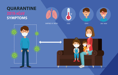 Wall Mural - campaign of social distancing for covid 19 with family vector illustration design