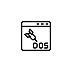 Sticker - Dos attack vector icon in linear, outline icon isolated on white background