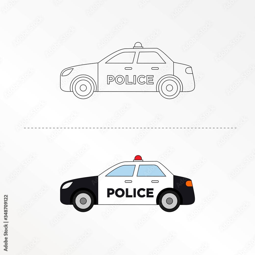 Cute Car Vector Design Illustration. Coloring book pages for kids ...