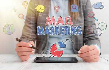 Poster - Handwriting text Mail Marketing. Conceptual photo Act of sending a commercial messages Broadcast sense