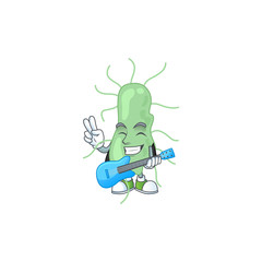 Poster - Salmonella cartoon character style plays music with a guitar