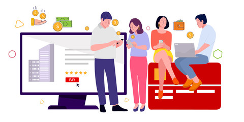 Poster - Audience click buy ecommerce advertising on website and owner social media platform website search engine receive payments from advertisers.