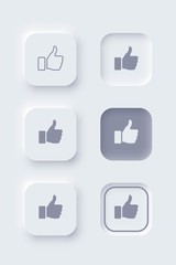 Poster - Editable neomorphic interface elements. Buttons like and dislike square shapes for websites and social media.