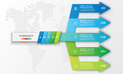 Poster - 5 steps arrows infographic element,Business concept,Vector illustration.
