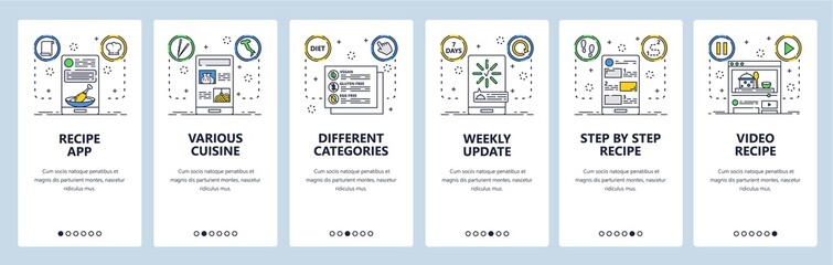 Poster - cuisine website and mobile app onboarding screens vector template