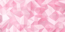 Abstract Pink Triangle Background Texture. 3d Rendering For Wallpaper, Backdrop, Banner. Blank Minimal Concept. Polygonal Pattern. Seamless Pattern Geometric Shapes. 3d Pink Pastel Background.