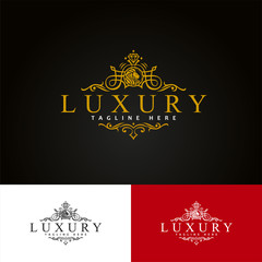 Sticker - luxury premium vector logo with golden ornament