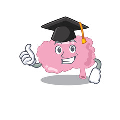 Wall Mural - Happy proud of brain caricature design with hat for graduation ceremony