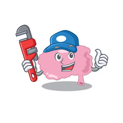 Poster - cartoon character design of brain as a Plumber with tool