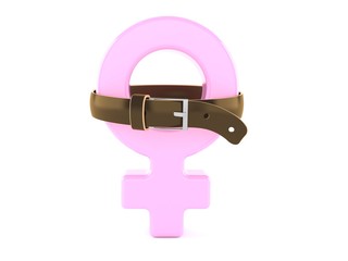 Poster - Female gender symbol squeezed by belt