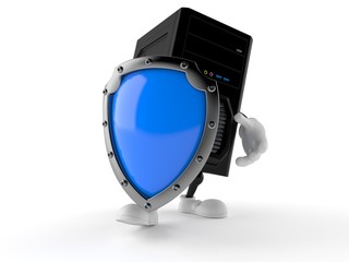 Sticker - Computer character with protective shield