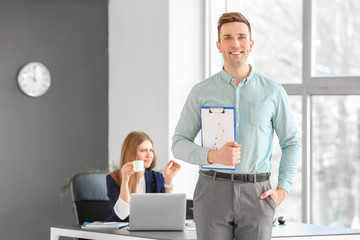 Poster - Male secretary and his beautiful boss in office