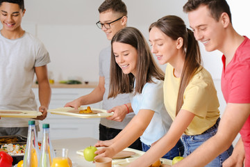 Poster - Pupils visiting school canteen to have lunch