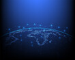 Global business network and technology blue background