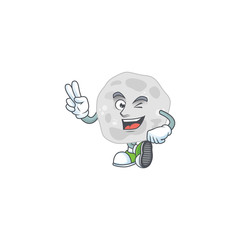 Poster - smiling fibrobacteres cartoon mascot style with two fingers